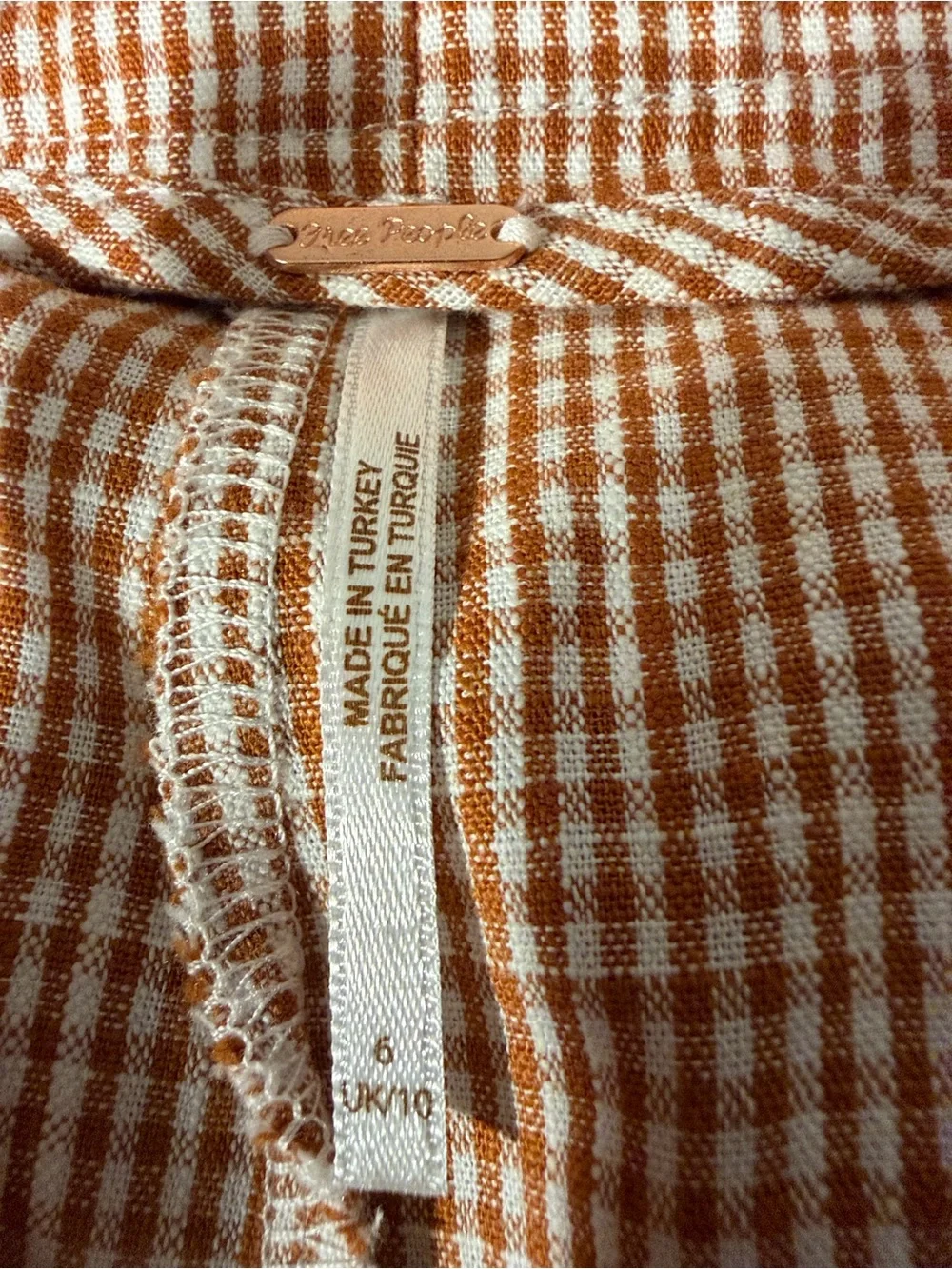 Free People Brown Plaid Mini Shorts